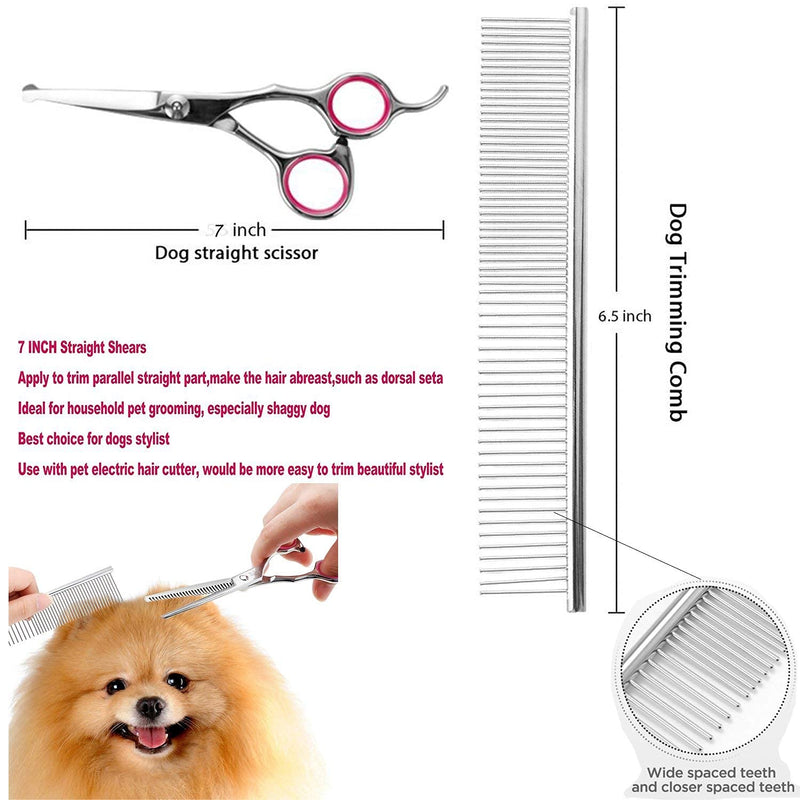 Pet Grooming kit, Professional Rechargeable Cordless Dog Grooming Clippers Kit Low Noise Electric Hair Trimming Clippers Set with Comb Guides, Stain Steel Scissors, Nail Kits and Popular groomi - PawsPlanet Australia