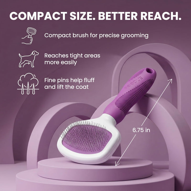 Poodle Pet Slicker Brush - Effortlessly Removes Tangles, Mats & Loose Hair | For Short or Long Hair | Purple