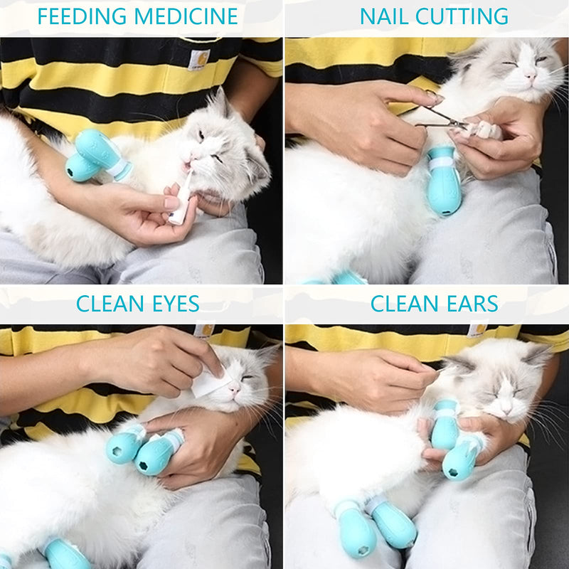 4Pcs Cat Boots for Cats Only Paw Covers Protectors Claws Shoes Paws Wound Boot Silicon Anti Scratch Cat Mittens for Bathing, Nail Clipping, Ears Cleaning, Treatment (Light Blue) Light Blue - PawsPlanet Australia