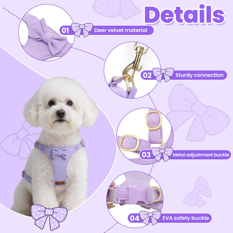 Dog Vest Harness Collar and Leash Set, No Pull Pet Vest Harnesses with 4.9ft Leash & Safety Buckle, Adjustable Dog Vest Harness Leashs for Small Medium Dogs Puppy Cats Training Walking (Purple XXS) Purple XXS - PawsPlanet Australia