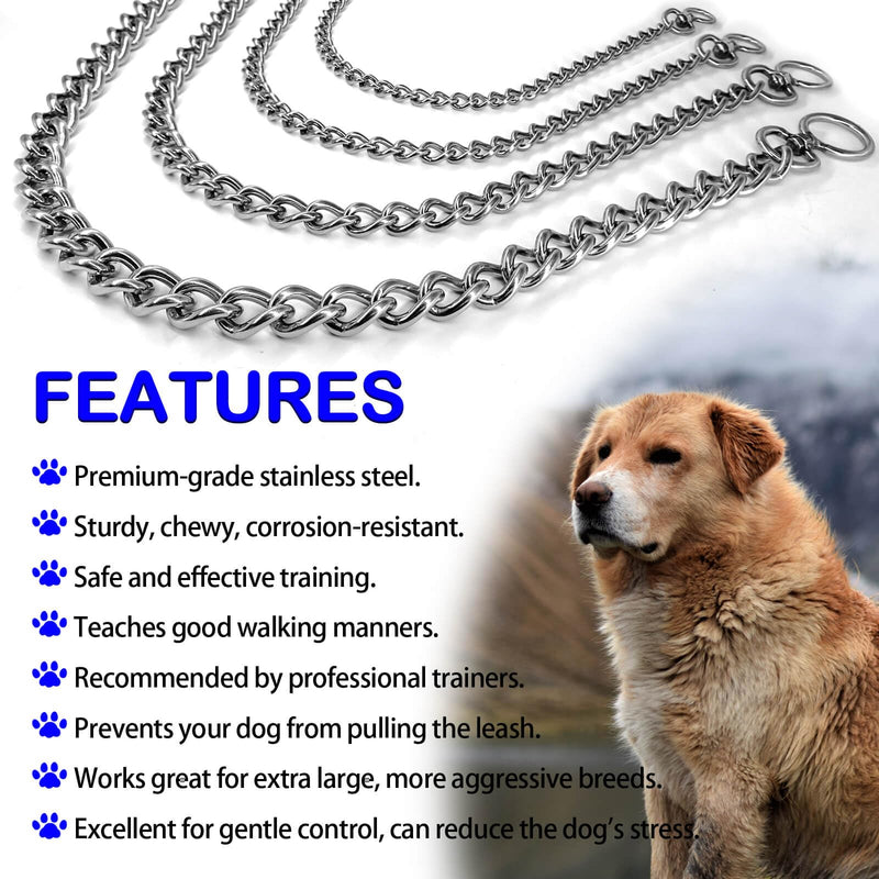 Dog Chain Collars 304 Stainless Steel Metal Chew Proof Dog Leash Extension - Anti Winding, Training and Walking. (X-Large) X-Large