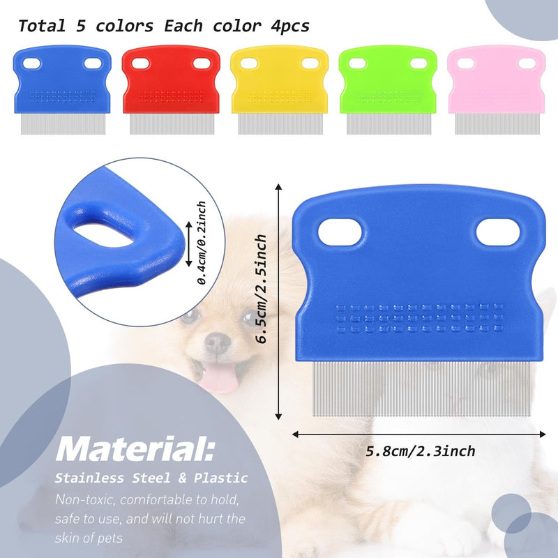 20 Pieces Tear Stain Remover Comb Dog Flea Comb Pet Grooming Stainless Steel Teeth with Plastic Handle for Medium and Small Dogs Cats Removing Flea Dandruff Flakes and Stains 20 - PawsPlanet Australia
