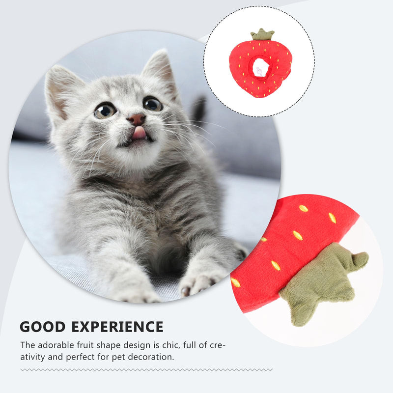 Garneck Funny Fruit-Shaped Cat Collar Made of Plush Material, Soft Anti-Lick Collar for Cats During Recovery and Decorative Pet Collar in Red
