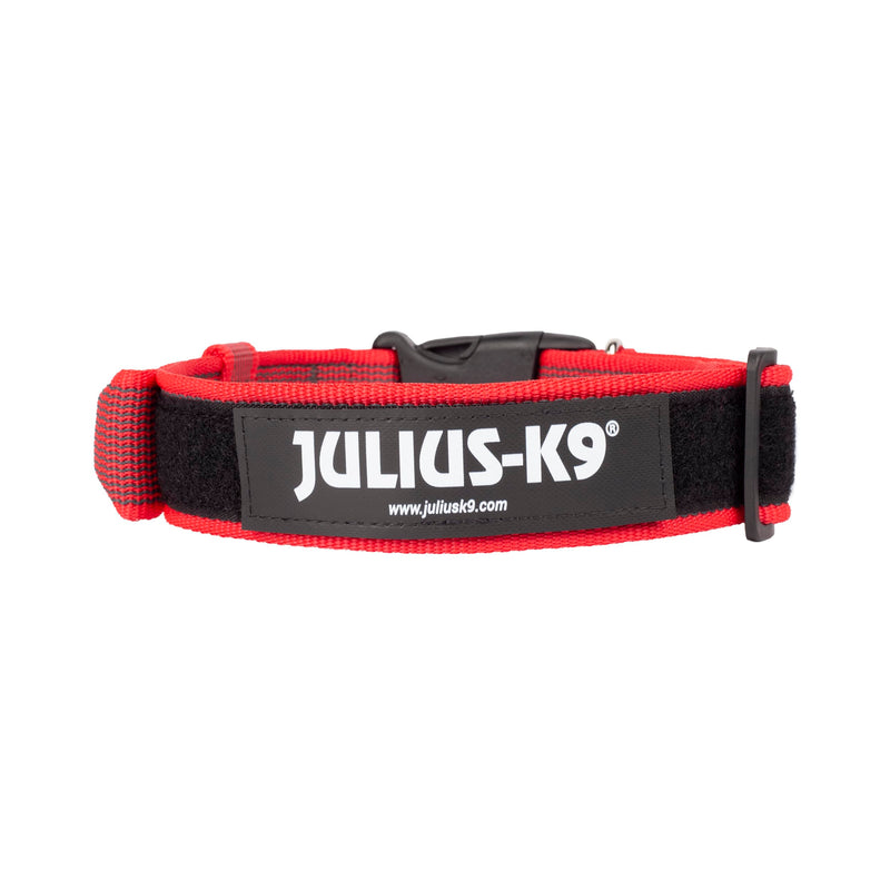 Julius-K9 Color and Gray Collar with Handle and Interchangeable Patch, 40 mm (38-53 cm), Red-Gray 40 mm x 38-53 cm