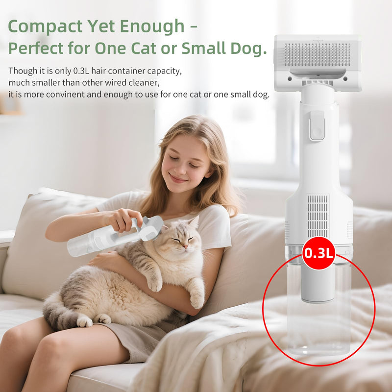 Dog Vacuum for Shedding Grooming, Cordless Dog Grooming Kit with Strong Suction for Dogs and Cats, Low Noise Pet Vacuum for Shedding, Handheld 5 in 1 Pet Hair Removal Tool White - PawsPlanet Australia