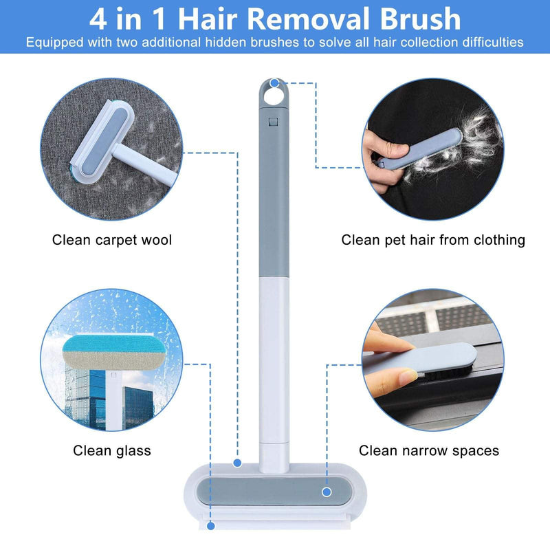 Pet Hair Removal Tool for Dogs & Cats (19" Long Brush + Gloves), Electrostatic Reusable Pet Hair Remover, Five Finger Magic Brush with Adjustable Handle for Couch, Carpet, Bedding, Clothes Yellow