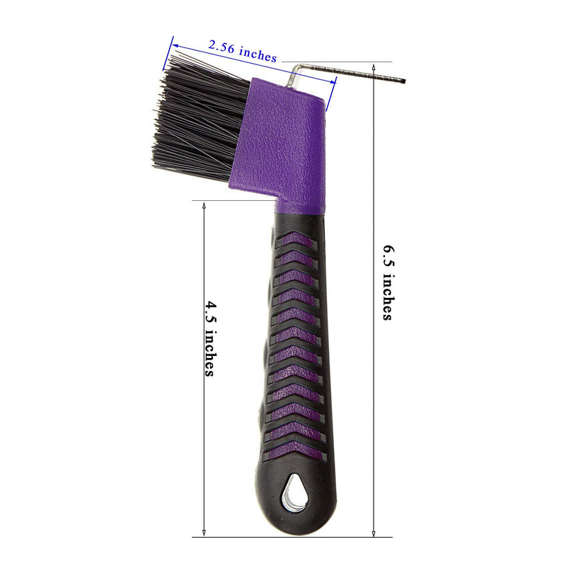 Horse Hoof Pick Brush with Soft Touch Handle (Purple) Purple