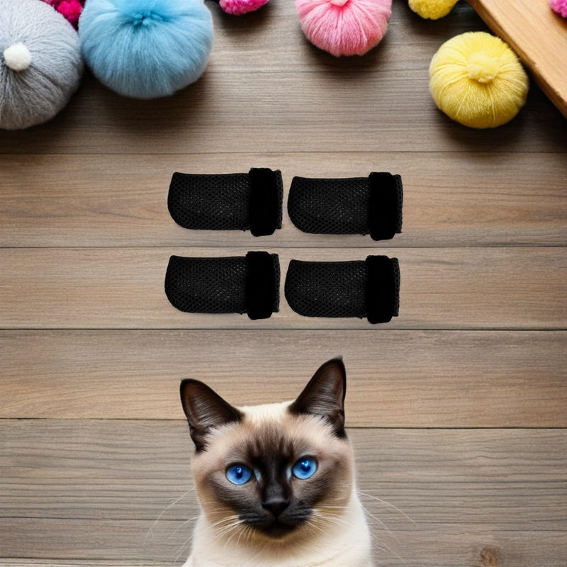 CLISPEED Adjustable Cat Gloves with Scratch Protection Made of Breathable Polyester, 4-Pack for Cat Paws, for Grooming and Vet Visits