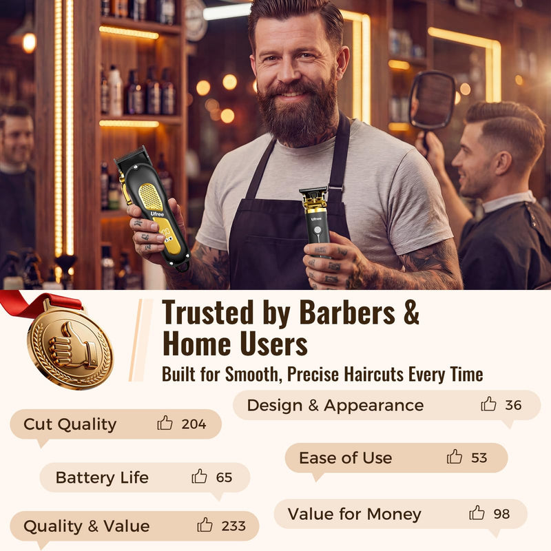Ufree Hair Clippers for Men, Clippers and Trimmers Set, Cordless Barber Clippers, Grooming Kit, Gifts for Men Black - PawsPlanet Australia