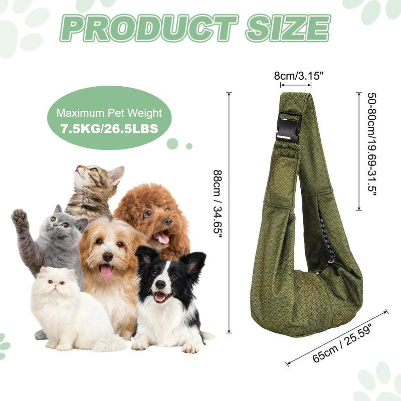 sourcing map Dog Sling Carrier for Small Dogs and Cats Up to 16.5 Lbs, Adjustable Buckle with Pocket Pet Cross Body Shoulder Bag, (Yellow Green, 1 Pcs) Intended for Outdoor Travel/Camp Yellow Green - PawsPlanet Australia