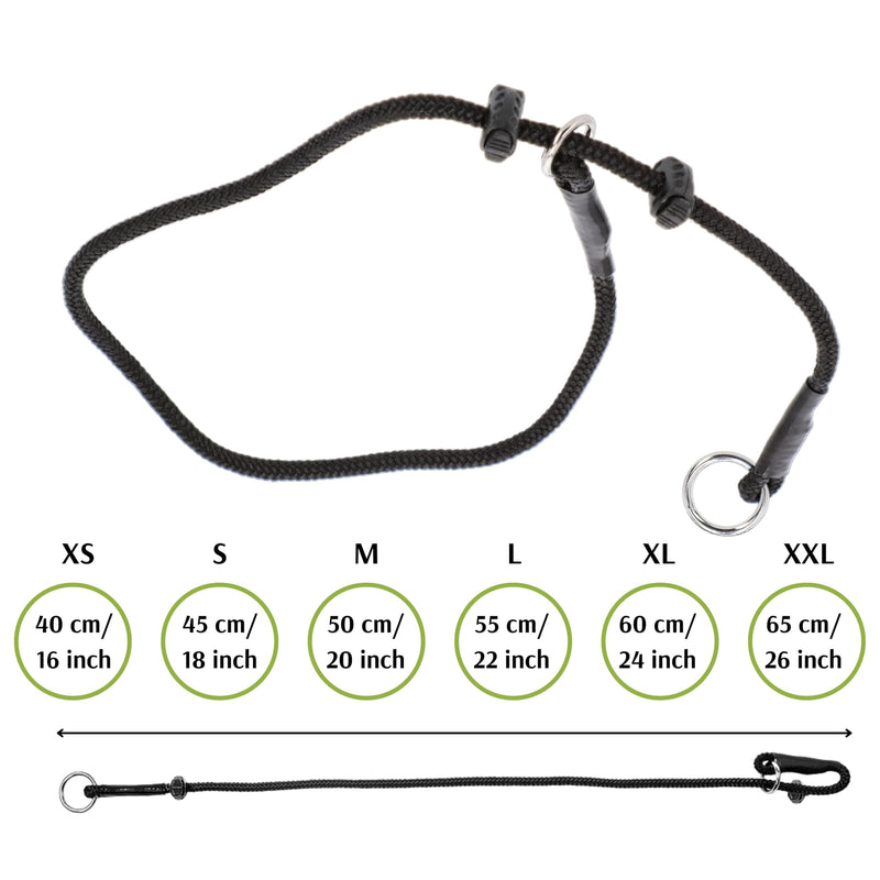 Dingo Gear Dog Choke Collar Hand Sewn Strong Polypropylene Braided Cord Two Limiters Waterproof Choker for K9 Training IGP Agitation Bite Work Obedience XS - Black (S04046) 2 LIMITERS