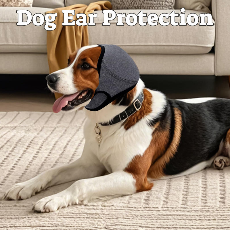 Dog Ear Defenders Completely Cover Dog Snood Waterproof Barrier Against Dirt and Grime Pet Ear Muffs Noise Protection Adjustable Hush Muff Cover for Pet Protectors for Bathing Swimming Fireworks