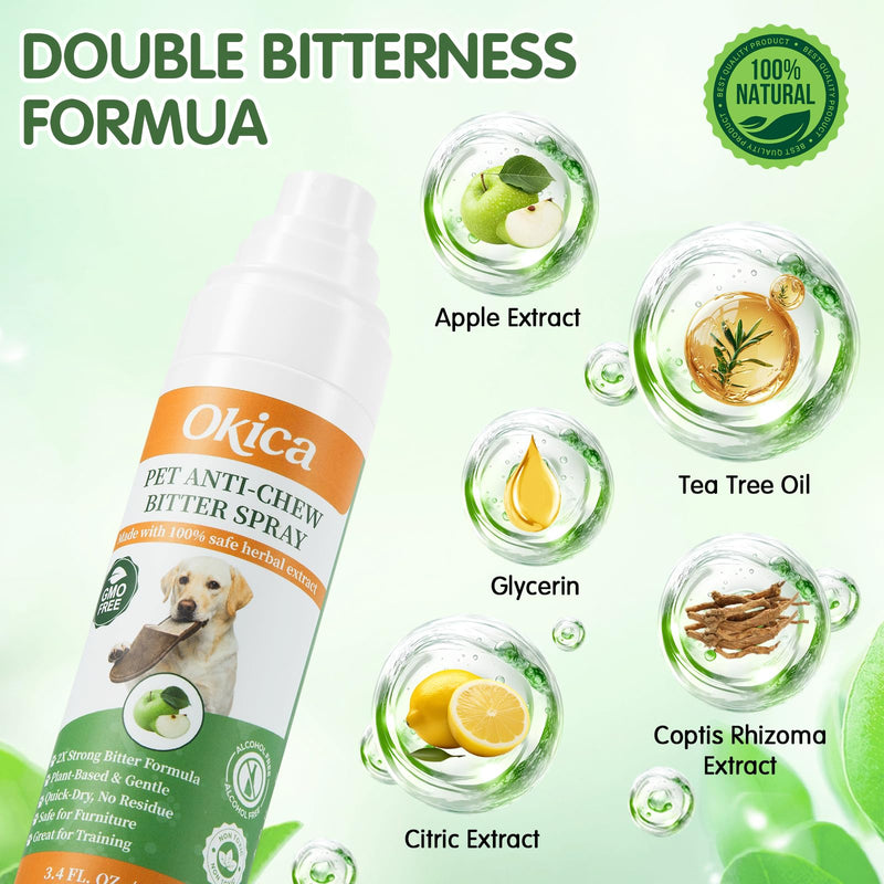 2 Bottles Bitter Apple Spray for Dogs - No Chew Spray for Dogs to Stop Barking Marking and Nibbling - Natural Ingredients Dog Repellent Spray for Furniture and Your Belongings Green - PawsPlanet Australia