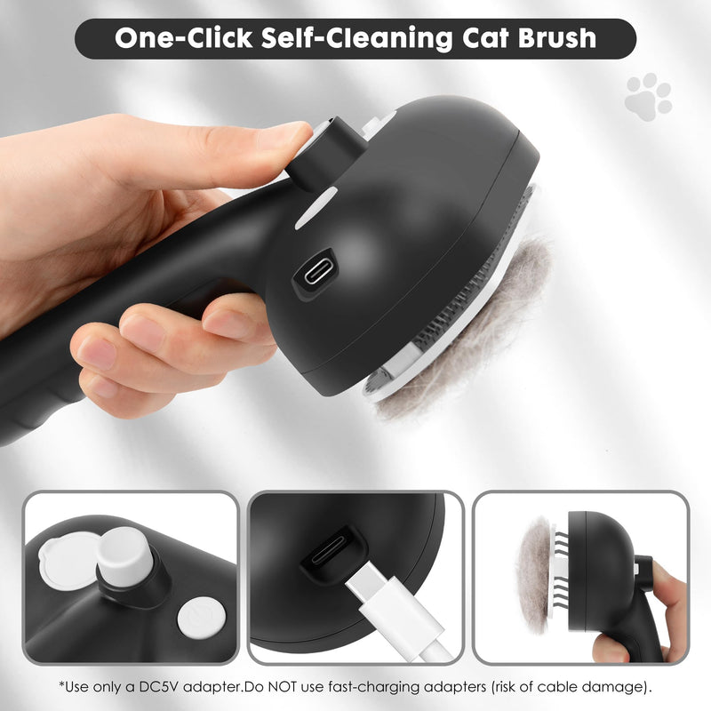 Cat Steam Brush for Grooming and Shedding for Long and Short Hair Pets Deshedding and Hair Removal tool for Dogs & Cats Self Cleaning 4 in 1 Massaging Pet Spray Spritz Defur Comb Black - PawsPlanet Australia
