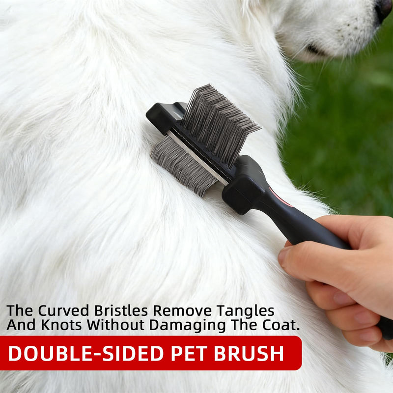 Double-Sided Slicker Brush for Dogs Flexible Soft-Tip Dog Brush Professional Pet Grooming Brush for Dogs&Cats Stainless Steel Pin,Comfortable Handle,Remove Loose Hair/Undercoat/Tangles - PawsPlanet Australia