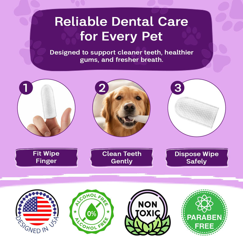 Dental Wipes Unscented – Best Dog Teeth Cleaning, Dog Dental Wipes for Dogs Teeth, Finger Toothbrush for Dogs and Cats, Oral Care, Remove Plaque, Tartar & Bad Breath – 50 Count
