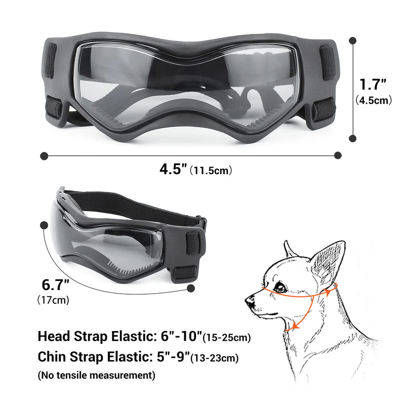 PETLESO Dog Goggles Small Breed, Dog Sunglasses for Small Breed UV Protection Eyewear for Small Dog Outdoor Riding Driving, Small Black