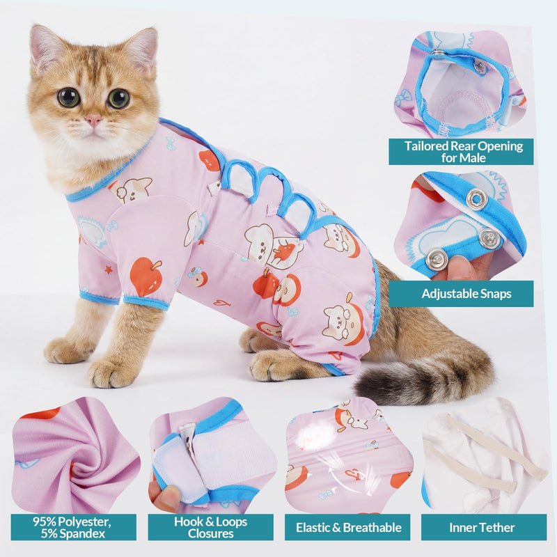 ROZKITCH Surgery Suit for Cats Female After Spayed, Breathable Cat Spay Recovery Suit for Belly Abdominal Wounds Anti-Licking Stops Wound Licking After Surgery, Purple M M(Back Length:11")