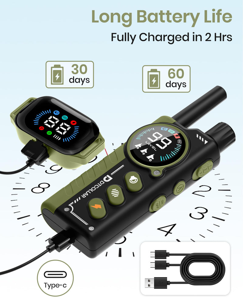 2-in-1 Bark & Shock Collar - Color Screen Dog Training Collar with Beep/Vibration/Shock/Anti Bark 4 Modes, 3300FT E Collar with Remote for Small Medium Large Dogs, IP67 Waterproof Rechargeable Seaweed - PawsPlanet Australia