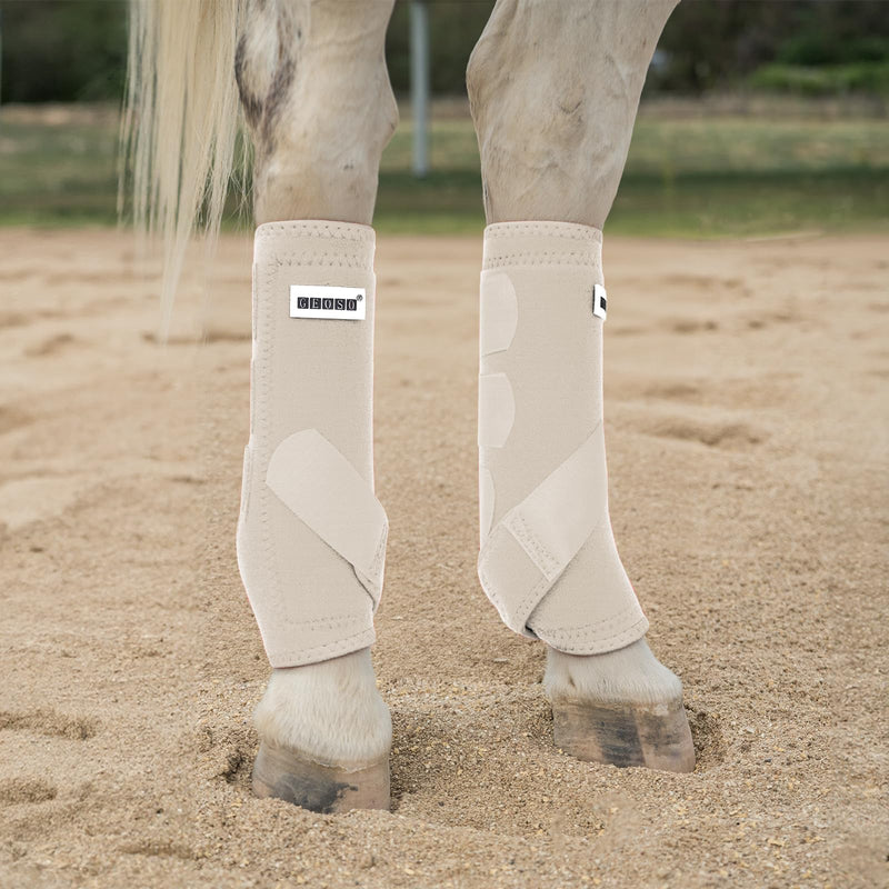 GEOSO All-Around Support Horse Splint Sport Boots,Professional OK Fabric Neoprene Horse Boots for Horses Jump Training&Off-Road|Shock Absorbing, Breathable,Fits Hind Legs Large White