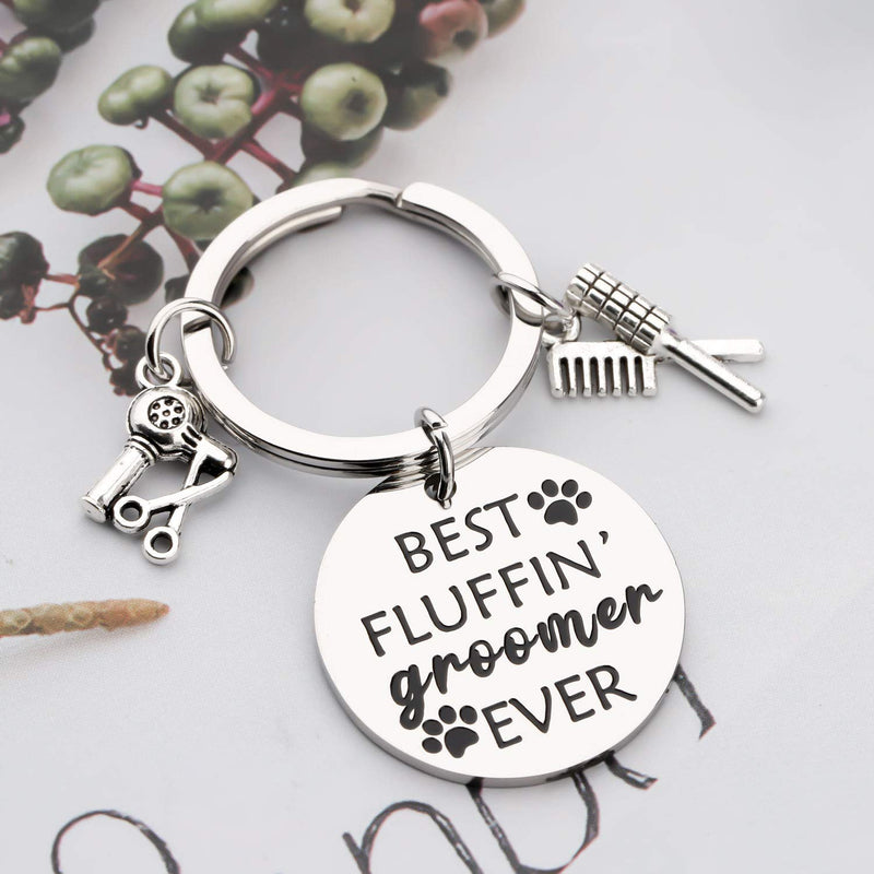 Dog Groomer Jewelry Dog Groomer Gift Dog Grooming Jewelry Pet Groomer Gift Best Fluffin' Groomer Ever Keychain - PawsPlanet Australia