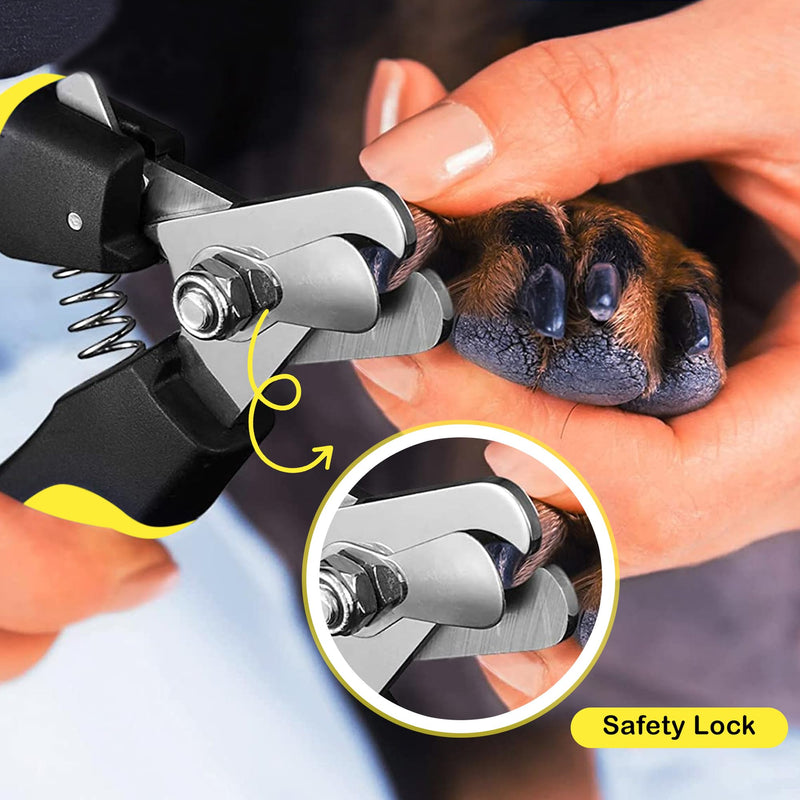 Candure Dog Nail Clippers for Pet Grooming - Professional Cat Nail Trimmers Suitable for Small to Medium Breeds with a Safety Guard & Nail File Yellow Medium to Small - PawsPlanet Australia