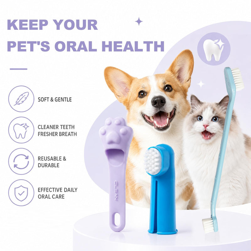 14 Pieces Dog Toothbrush Set, Silicone Finger Toothbrushes for Dogs and Cats, Double Brush, Reusable Teeth Cleaning Fingers Pads, Pet Dental Care Kit Oral Care, Portable Storage (14 Pieces) 14 Pieces