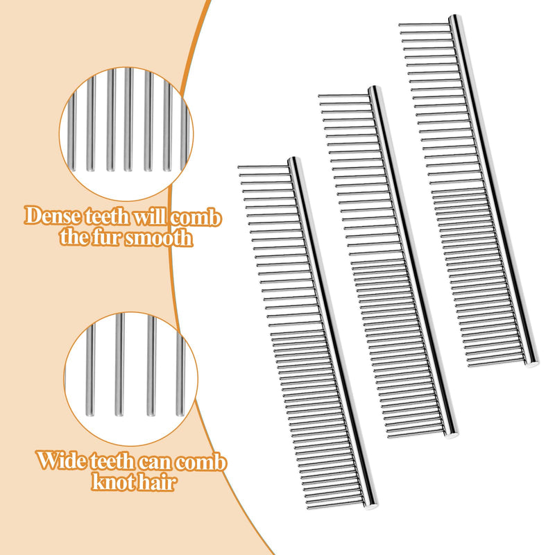 3 PCS Dematting Comb for Dogs Stainless-Steel Dog Comb Lightweight Metal Combs for Dogs Comfortable Dog Grooming Combs Effective Dematting Tool Portable for Cats Pets Knots Loose Hair Removal - PawsPlanet Australia