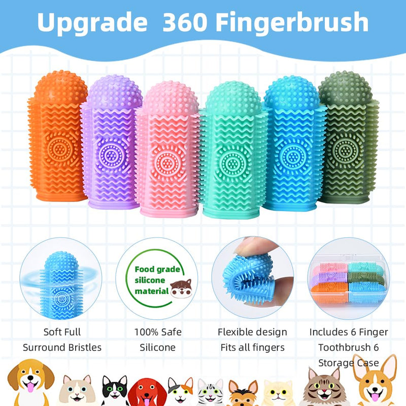 6Pcs Silicone Dog Toothbrush,360° Dog Tooth Brushing Kit,Finger Toothbrush,Cat Tooth Brush,Teeth Cleaning,Dogs Cats Teeth Cleaning Dental Care - PawsPlanet Australia