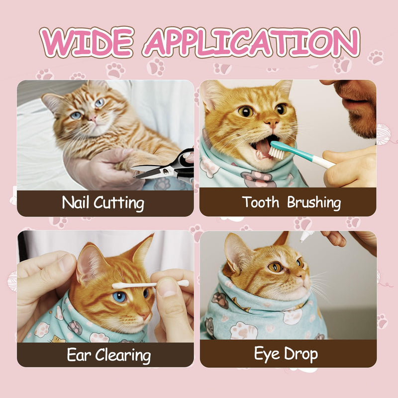 Puffluv Cat Wrap,Feline Nail Cutting Self-Adhesive Relief Blanket, Scratch&Escape-Proof,for Medication,Tooth Brushing,Claw Clipping,Ear Care with Lint Roller, 6-14 lbs - PawsPlanet Australia