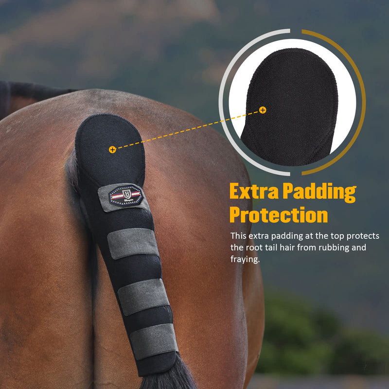 Harrison Howard Adjustable Touch Fasteners Quality Neoprene Versatile Horse Tail Guard Equine Tail Wrap Black - PawsPlanet Australia