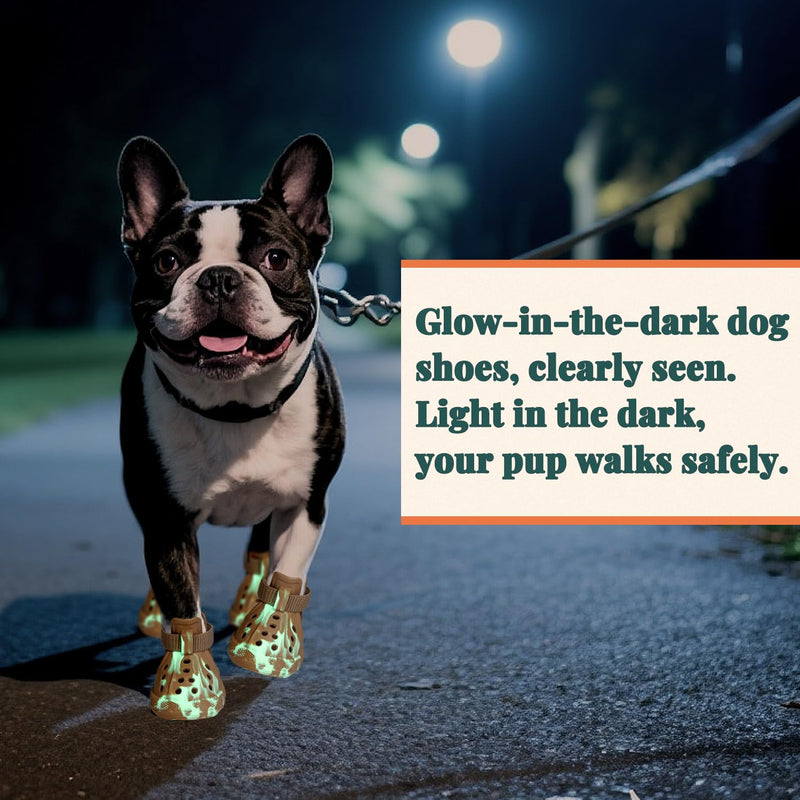 Dog Shoes for Hot Summer Pavement, Dog Shoes for Small Dogs, Waterproof Dog Boots & Paw Protectors, Non-Slip Dog Rain Booties, Easy Clean Sandals for Beach Brown Size 1 #1(width 1.181 inch) for 4-10 lbs