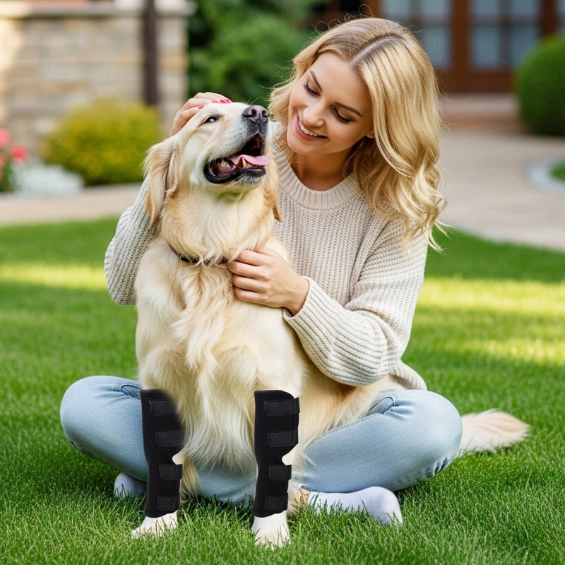 Ankle Brace for Dogs with Lick Protection, Pack of 2 Hind Leg and Front Leg Bandage for Healing Wounds, Injuries and Sprains, Size M