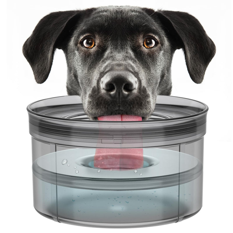 1Gallon Dog Water Bowl No Spill, Spill Proof Dog Bowl BPA-Free, 3.8L/128oz Large Capacity, No Splash Water Bowl with Non-Slip Base, Slobber Stopper Water Bowl for Messy Drinkers [Anti Digging Lip] Smoky - PawsPlanet Australia