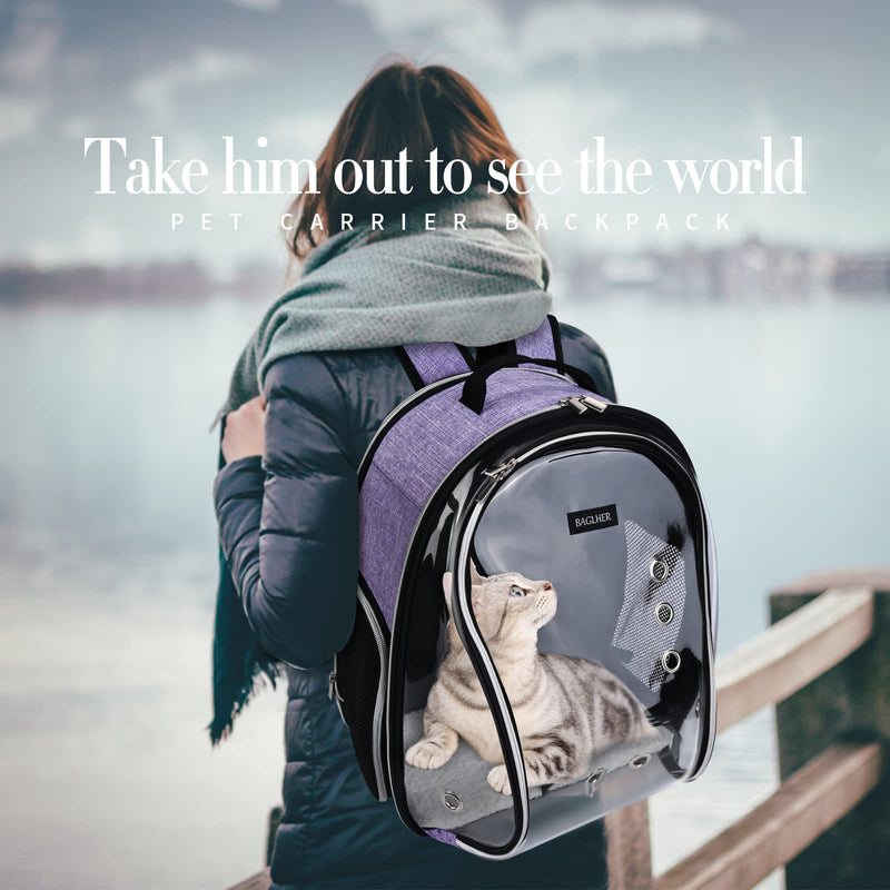 BAGLHER Cat Carrier Backpack Bubble - Fit Up to 18 Lbs - Airline-Approved Dog Backpack Carrier for Small Pets Puppies Dogs Bunny, Space Capsule Dog Carrier Backpack for Travel Outdoor Hiking, Purple - PawsPlanet Australia