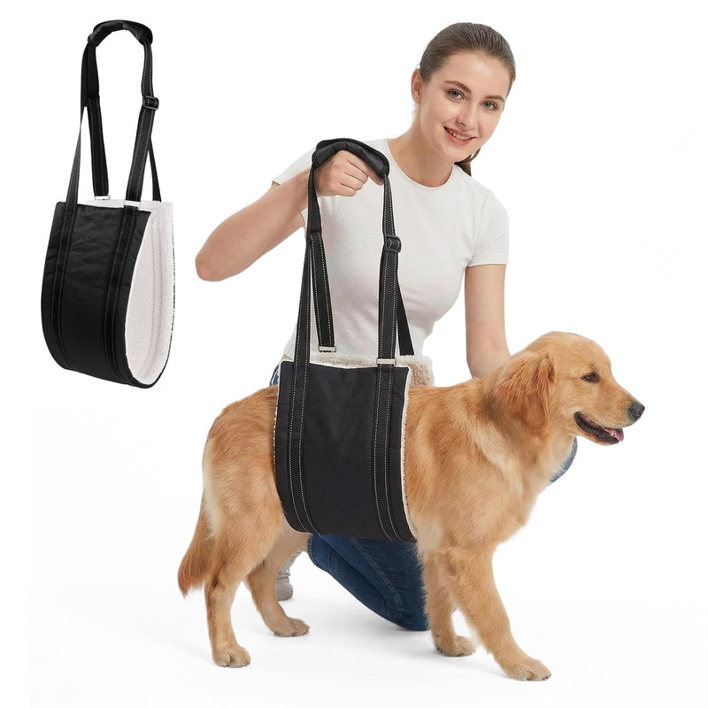 Dog Lift Harness Support Sling, Rear Leg Support Harness for Senior Disabled Dogs, Adjustable Sling with Reflective Strap (Black, L) Black
