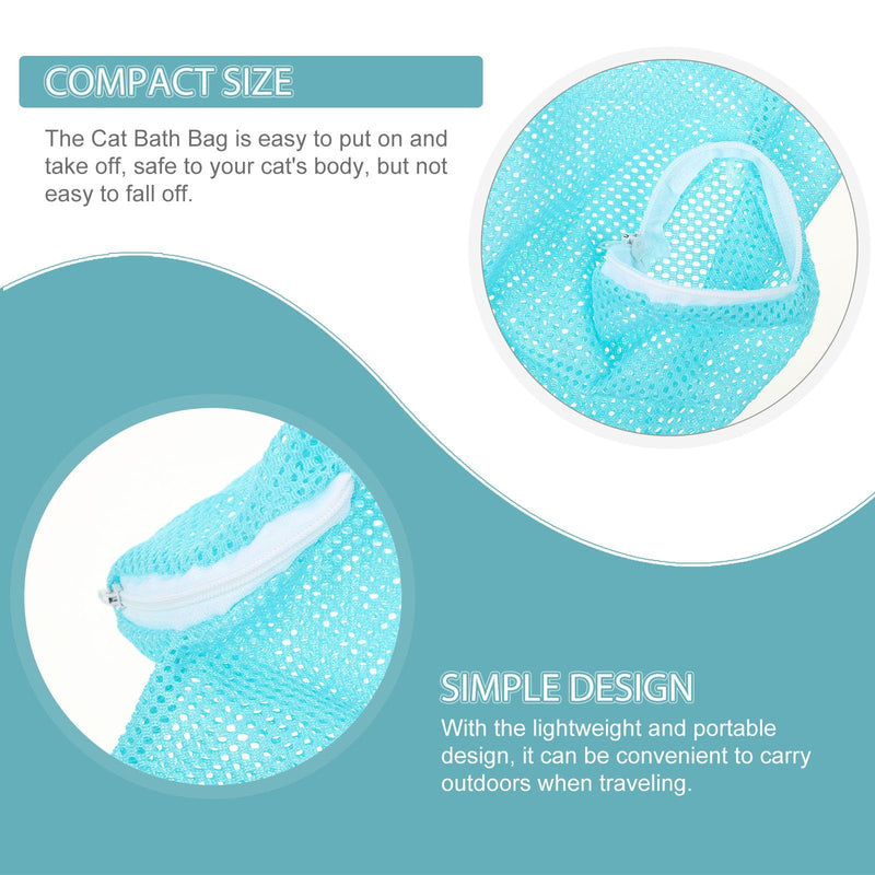 Portable polyester pet bathing bag for cats and puppies. Safe and durable for bathing and nail trimming on the go.