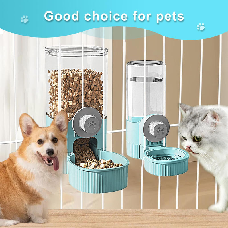 Rabbit Food Water Dispenser Hanging Automatic Pet Food Water Dispenser Automatic Large Capacity Bunny Feeder for Medium Small Animals Rabbits Puppy and Kitten Ferrets Hedgehog (Blue) blue