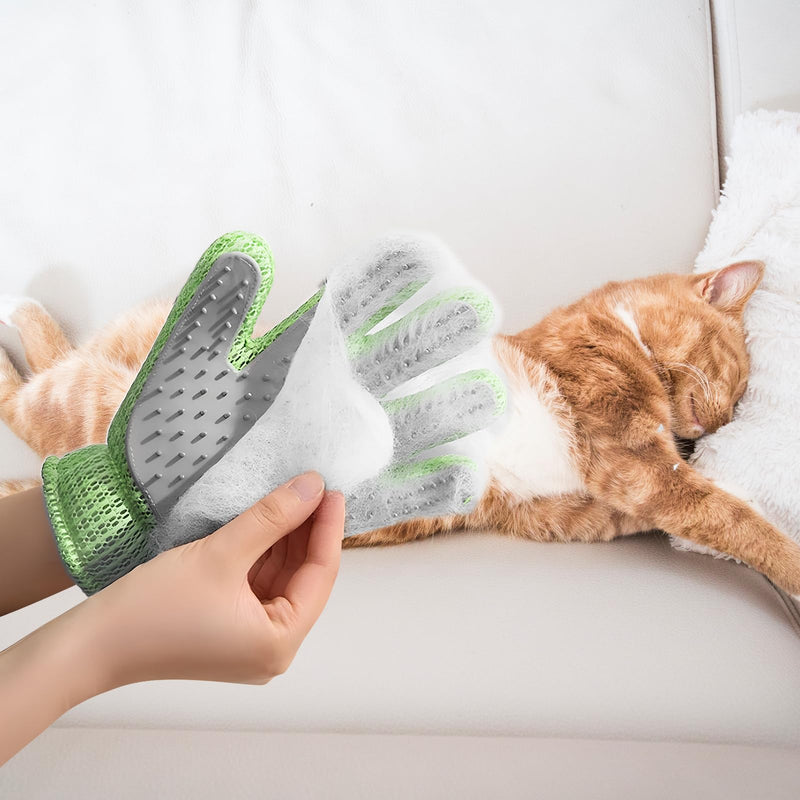 2 in 1 Pet Grooming Gloves - Cat and Dog Glove Brush, High Efficiency Pet Hair Removal Massage Glove, Clean Hair on Both Sides (Green /1 Piece) Green avocados - PawsPlanet Australia