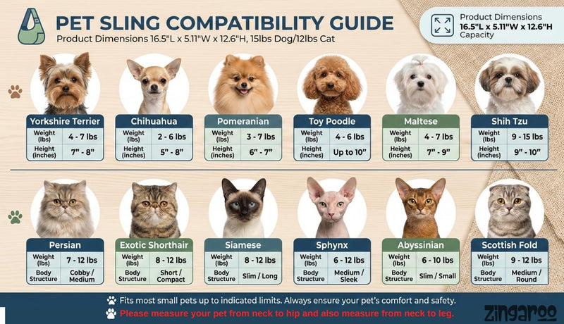 Hands-Free Sling Pet Carrier for Cats and Small Dogs up to 12lbs – Travel Set Includes Foldable Water Bowl & ID Card – Breathable Mesh, Safety Hook & Adjustable Padded Strap for Walking & Travel Beige - PawsPlanet Australia