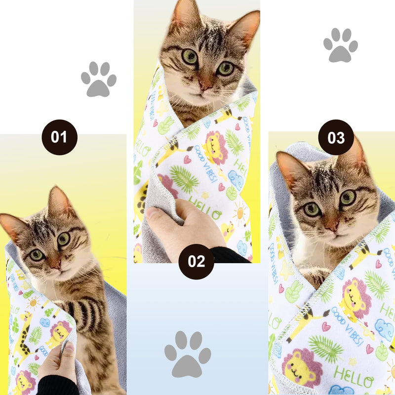Cat Wrap for Cutting Nails and Grooming,Cat Restraint Wrap for Nail Clipping,Self-Adhesive Fabric Cat Swaddle Burrito Wrap for Nail Trimming,Cat Grooming Supplies(L (Within 22lbs)) - PawsPlanet Australia