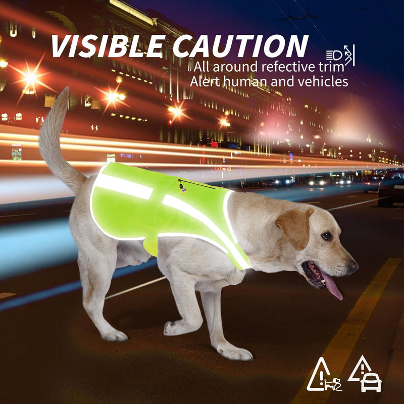 Reflective Dog Vest for Small and Medium Breeds, High Visibility Dog Safety Vest with Removable Bell Keep Safe from Hunting, Training & Cars Accidents Neon Green S - PawsPlanet Australia