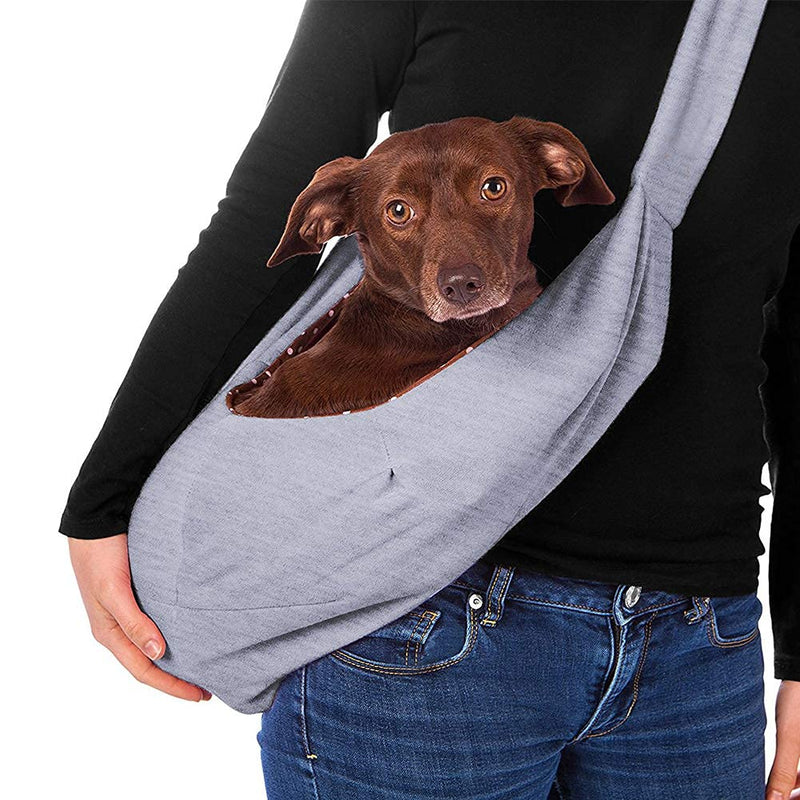 Tumenque Dog Cat Sling Carrier-Hands Free Reversible Pet Papoose Bag Soft Breathable Cotton Pouch and Tote Outdoor Travel Bag Carrying Puppy/Small Dogs/Cats with a Colorful Dog Rope Ball Gray - PawsPlanet Australia