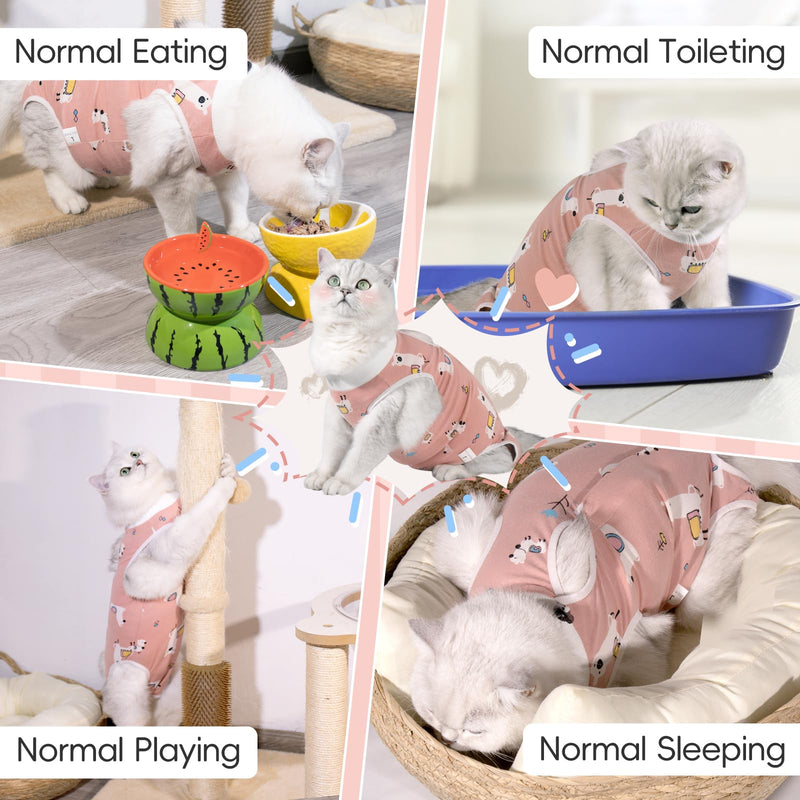 2 Pack Cat Spay Recovery Suit Female, Breathable Cat Onesie for Cats After Surgery Female, Kitten Surgery Recovery Suit for Abdominal Wounds Medium Alpaca + Dinosaur - PawsPlanet Australia