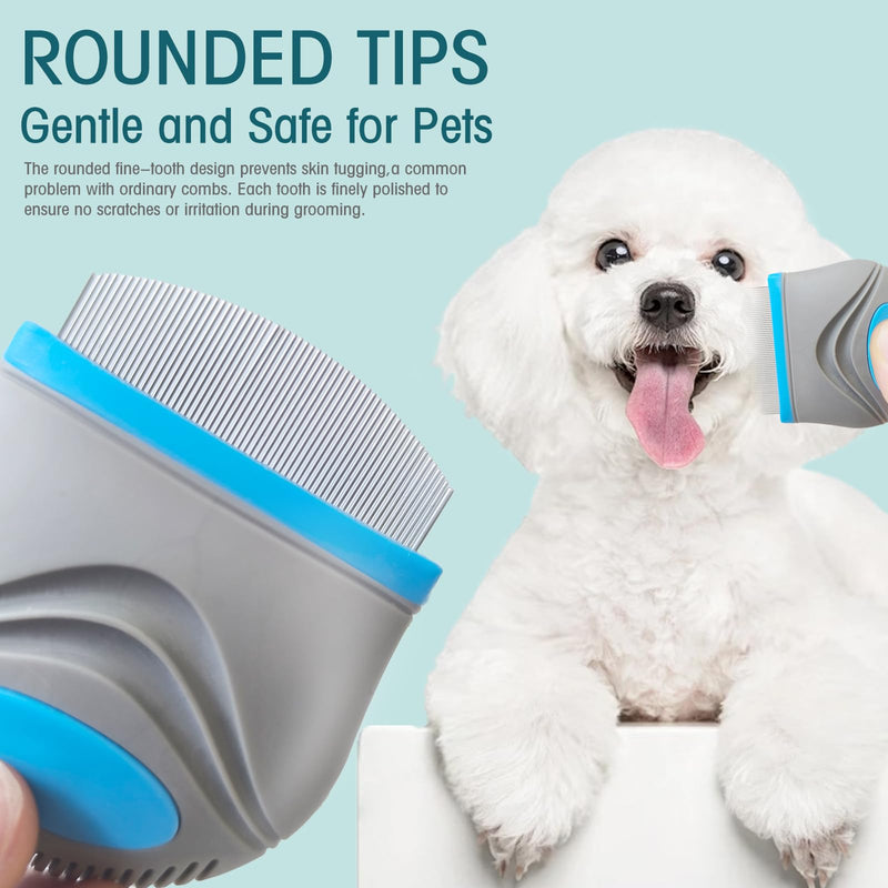 PET Facial Grooming Comb，Stainless Steel Tear Stain Remover，Gentle Round-Head Grooming Tool，Stress-free Tear Stain Remover for Dogs & Cats, Cat Grooming Kit，Lightweight & Portable Pet Grooming Brush