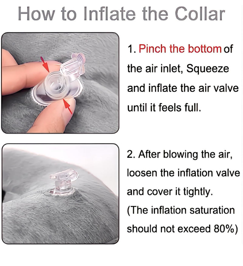 PAWRELIEF Soft Inflatable Dog Cat Cone Collar – Pet Recovery & Protective Dog Neck Collar for Medium Dogs Cats to Prevent Scratching, Licking (Grey, Medium) Gray