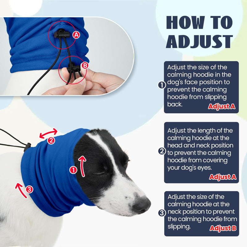 Nanaki Dog Ear Wrap Hematoma-No Shake Ear Wraps for Dogs, 3rd Gen Calming Hoodie, Adjustable Anti-Slip Head Covers Muffs Noise Protection,Fireworks Grooming, Christmas, New Year L(Head Girth:16"-27") Blue