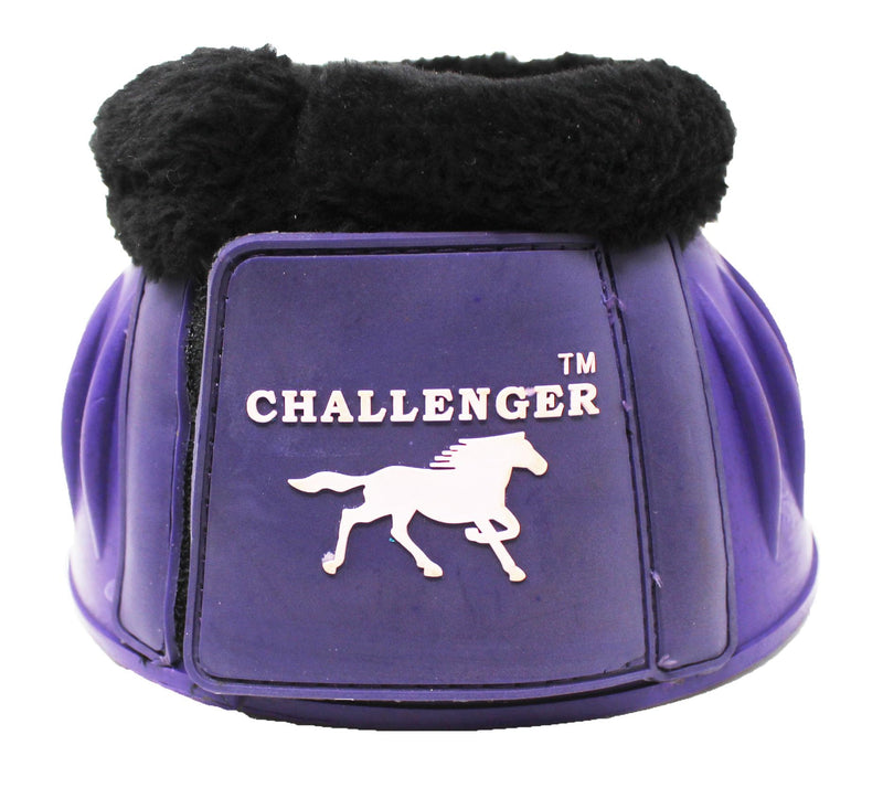 CHALLENGER Horse Training Ribbed Rubber Hoof Impact Overreach Protection Fleece Lined Bell Boots 41HI01 Purple X-Large