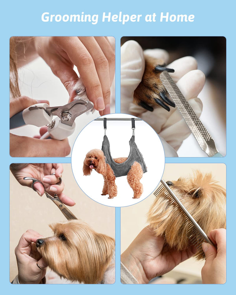 Dog Grooming Harness, Multifunctional Cats and Dogs Grooming Hammock, Pet Beauty Assistant, Nail Scissors/Nail Trimmer/Round Head Scissors (Medium grey) Medium - PawsPlanet Australia