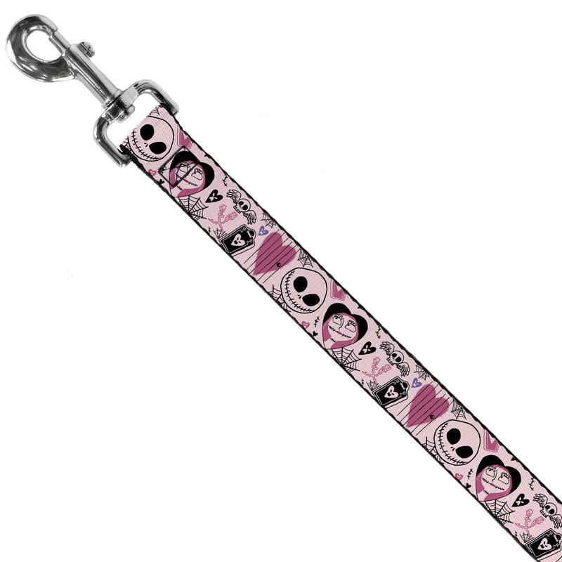 Disney Pet Leash, Dog Leash, The Nightmare Before Christmas Jack and Sally Doodles Pink, 6 Feet Long 1.5 Inch Wide 6 Feet Long - 1.5" Wide - PawsPlanet Australia